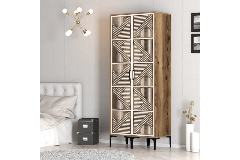 Kumsal Garderob 80 cm - Brun/Vit - Förvaring - Klädförvaring - Garderob & garderobssystem