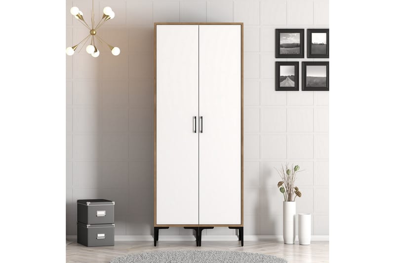 Kumsal Garderob 80 cm - Brun/Vit - Förvaring - Klädförvaring - Garderob & garderobssystem