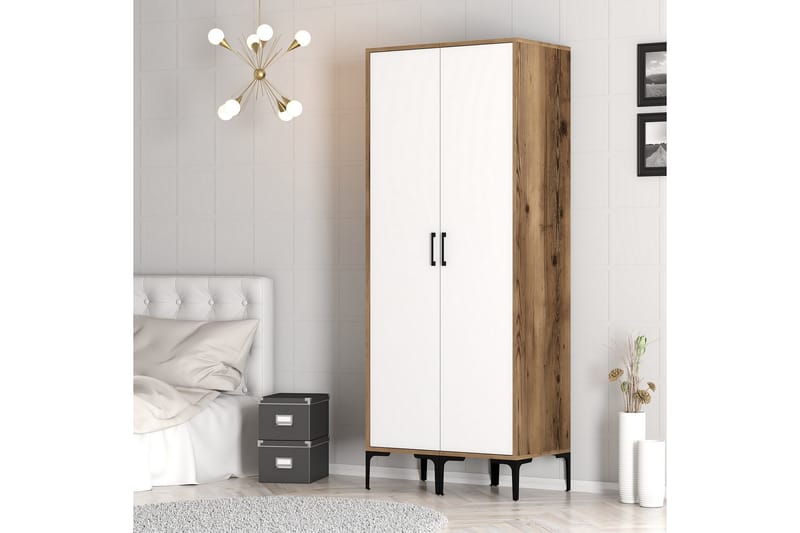 Kumsal Garderob 80 cm - Brun/Vit - Förvaring - Klädförvaring - Garderob & garderobssystem