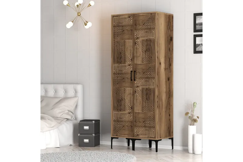 Kumsal Garderob 80 cm - Valnöt - Förvaring - Klädförvaring - Garderob & garderobssystem