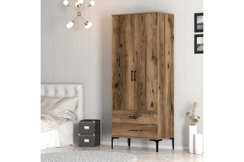 Kumsal Garderob 80 cm - Valnöt - Förvaring - Klädförvaring - Garderob & garderobssystem