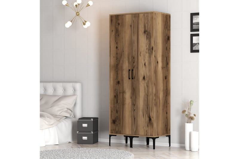 Kumsal Garderob 80 cm - Valnöt - Förvaring - Klädförvaring - Garderob & garderobssystem