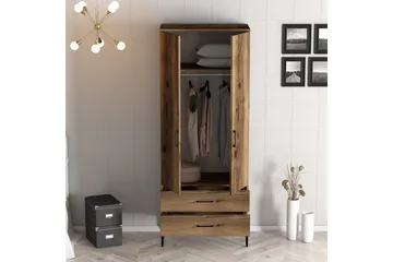 Kumsal Garderob 80 cm - Valnöt - Förvaring - Klädförvaring - Garderob & garderobssystem