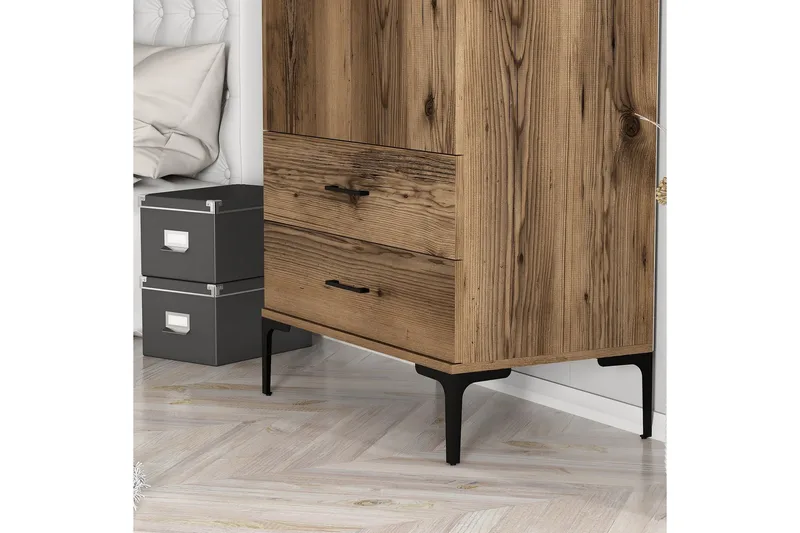 Kumsal Garderob 80 cm - Valnöt - Förvaring - Klädförvaring - Garderob & garderobssystem