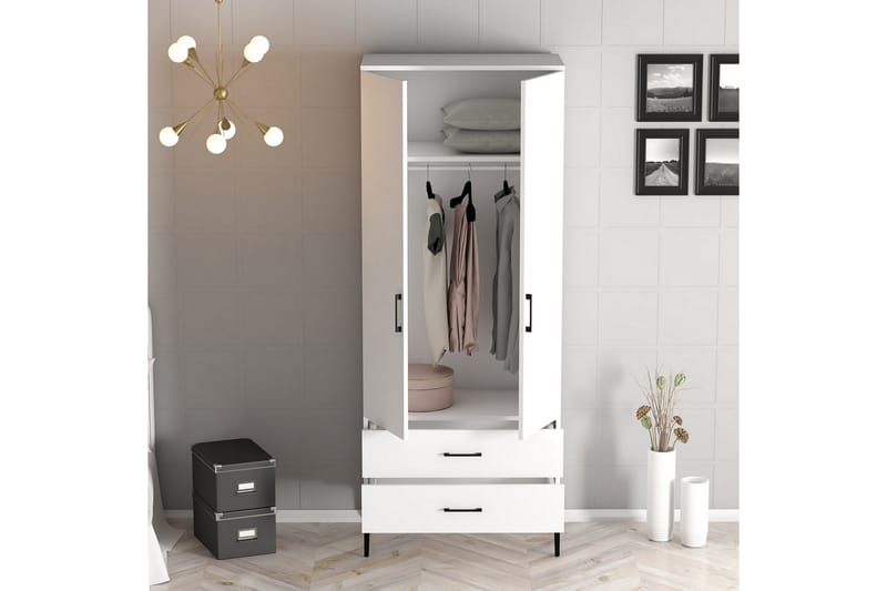 Kumsal Garderob 80 cm - Vit - Förvaring - Klädförvaring - Garderob & garderobssystem