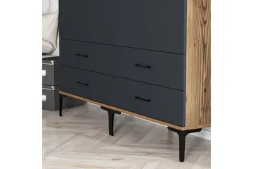 Kumsal Garderob med Lådor 160 cm i Trä - Grå - Förvaring - Klädförvaring - Garderob & garderobssystem