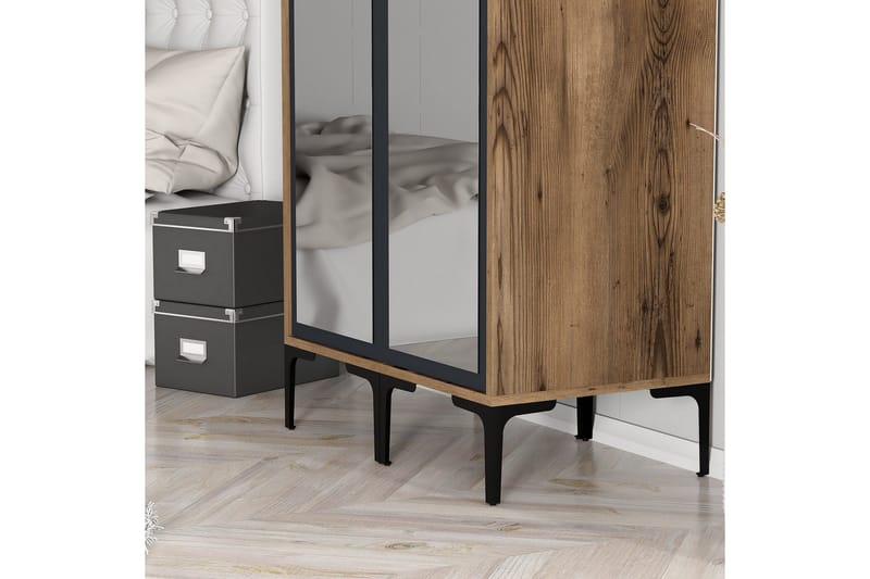 Kumsal Garderob med Spegel - Antracit - Förvaring - Klädförvaring - Garderob & garderobssystem