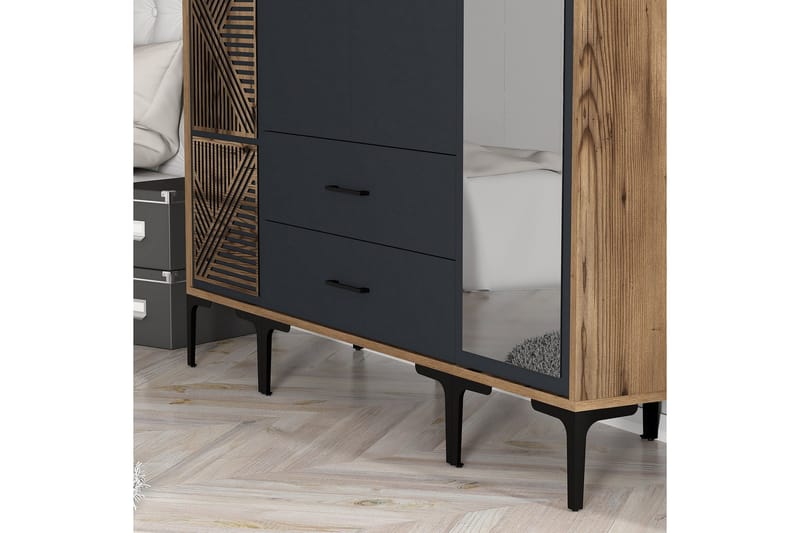 Kumsal Garderob med Spegel - Antracit - Förvaring - Klädförvaring - Garderob & garderobssystem