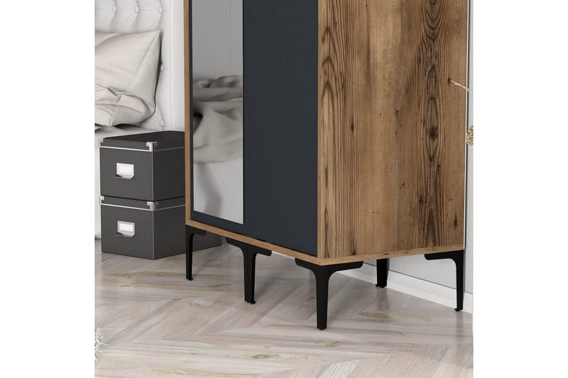 Kumsal Garderob med Spegel - Antracit - Förvaring - Klädförvaring - Garderob & garderobssystem