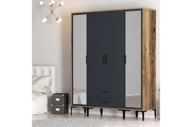 Kumsal Garderob med Spegel - Antracit - Förvaring - Klädförvaring - Garderob & garderobssystem