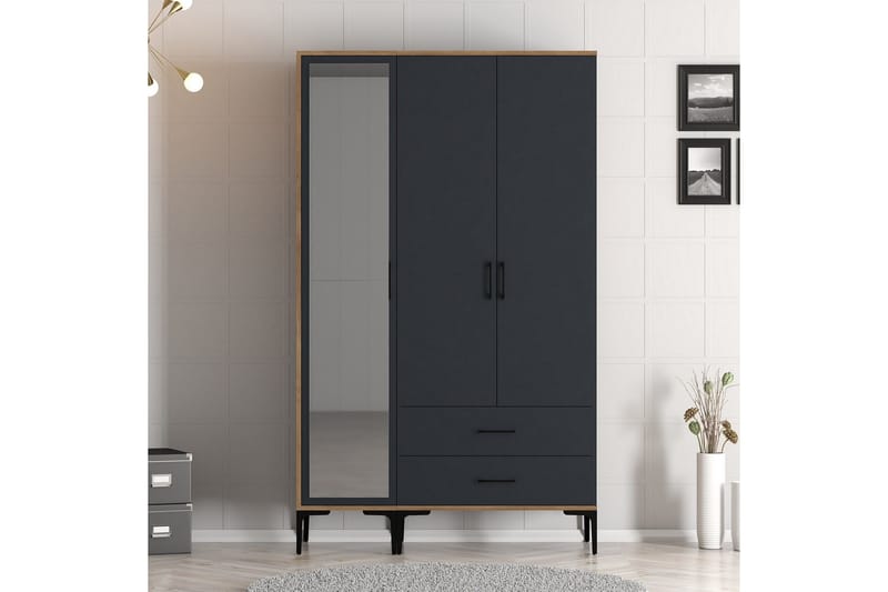 Kumsal Garderob med Spegel - Antracit - Förvaring - Klädförvaring - Garderob & garderobssystem