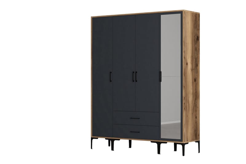 Kumsal Garderob med Spegel - Antracit - Förvaring - Klädförvaring - Garderob & garderobssystem