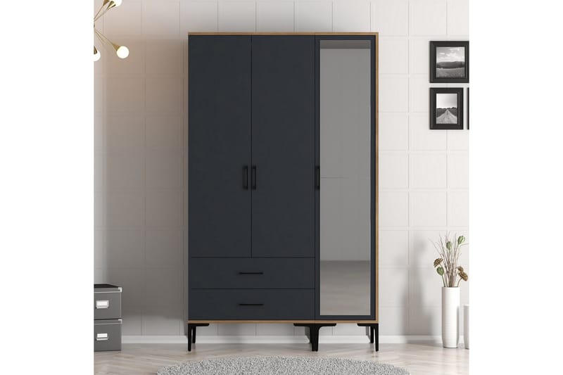 Kumsal Garderob med Spegel - Antracit - Förvaring - Klädförvaring - Garderob & garderobssystem