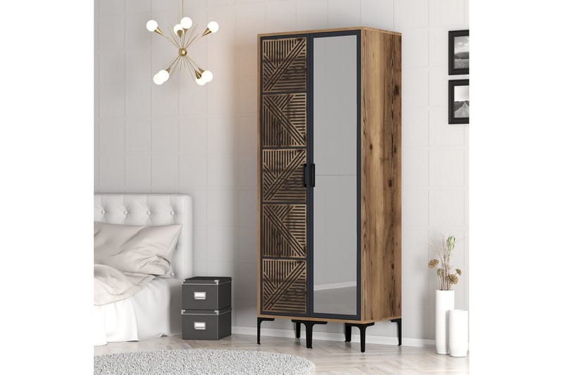 Kumsal Garderob med Spegel - Antracit - Förvaring - Klädförvaring - Garderob & garderobssystem