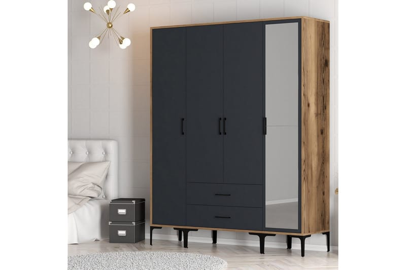 Kumsal Garderob med Spegel - Antracit - Förvaring - Klädförvaring - Garderob & garderobssystem