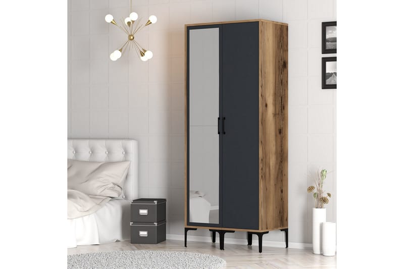 Kumsal Garderob med Spegel - Antracit - Förvaring - Klädförvaring - Garderob & garderobssystem