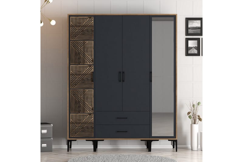 Kumsal Garderob med Spegel, Antracit