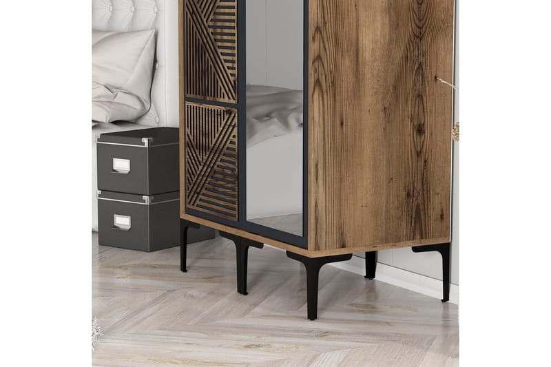 Kumsal Garderob med Spegel - Antracit - Förvaring - Klädförvaring - Garderob & garderobssystem