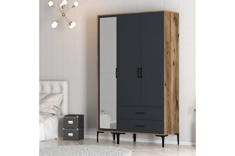 Kumsal Garderob med Spegel - Antracit - Förvaring - Klädförvaring - Garderob & garderobssystem