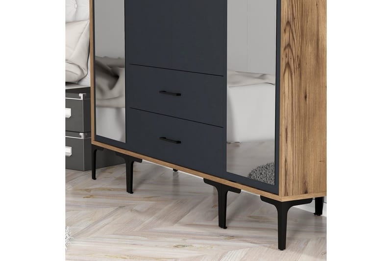 Kumsal Garderob med Spegel - Antracit - Förvaring - Klädförvaring - Garderob & garderobssystem