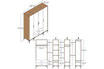 Kumsal Garderob med Spegel - Antracit - Förvaring - Klädförvaring - Garderob & garderobssystem