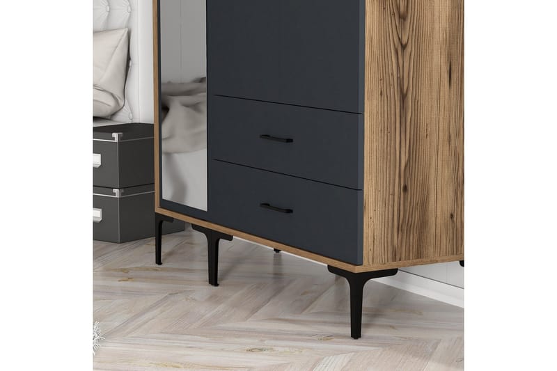 Kumsal Garderob med Spegel - Antracit - Förvaring - Klädförvaring - Garderob & garderobssystem