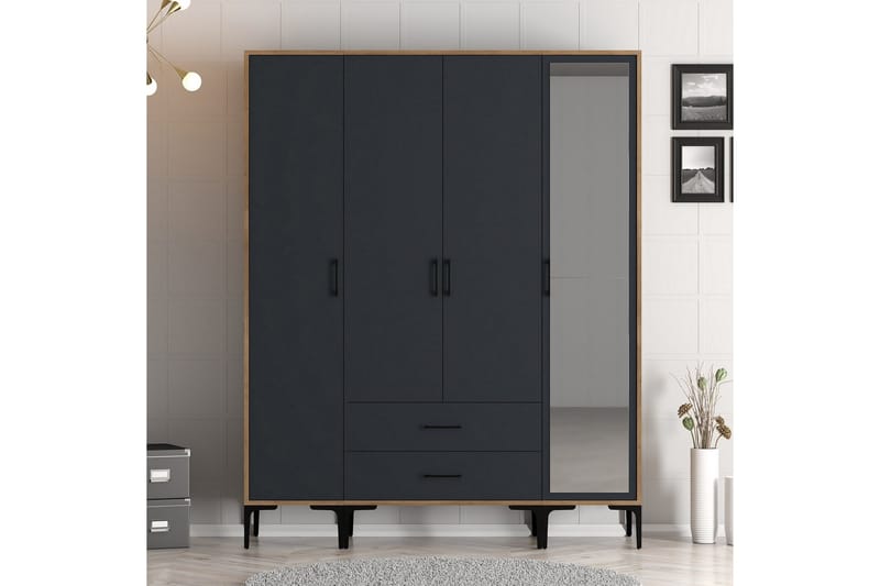 Kumsal Garderob med Spegel - Antracit - Förvaring - Klädförvaring - Garderob & garderobssystem