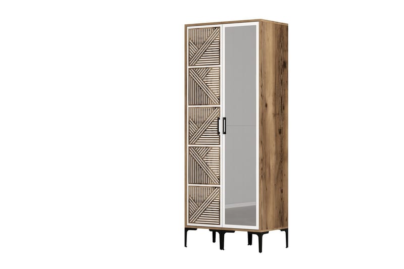 Kumsal Garderob med Spegel - Brun/Vit - Förvaring - Klädförvaring - Garderob & garderobssystem