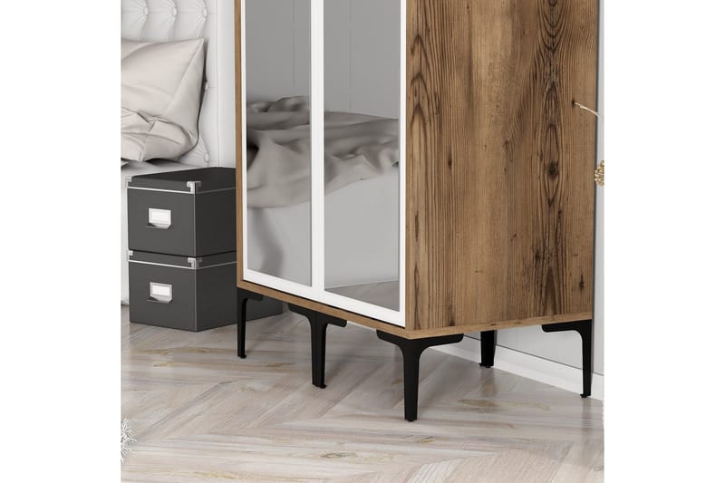 Kumsal Garderob med Spegel - Brun/Vit - Förvaring - Klädförvaring - Garderob & garderobssystem