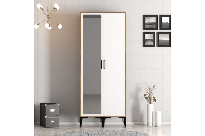 Kumsal Garderob med Spegel - Brun/Vit - Förvaring - Klädförvaring - Garderob & garderobssystem