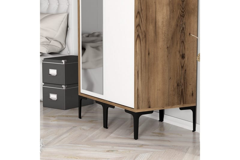 Kumsal Garderob med Spegel - Brun/Vit - Förvaring - Klädförvaring - Garderob & garderobssystem