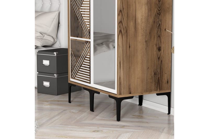 Kumsal Garderob med Spegel - Brun/Vit - Förvaring - Klädförvaring - Garderob & garderobssystem