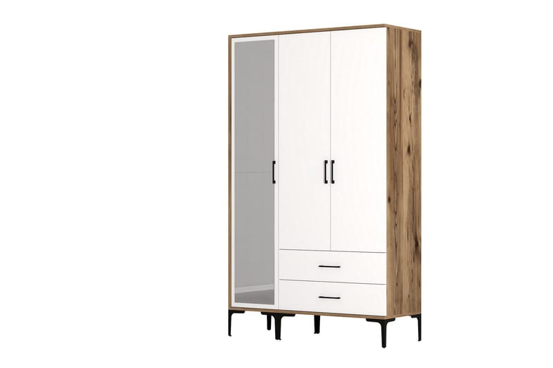 Kumsal Garderob med Spegel - Brun/Vit - Förvaring - Klädförvaring - Garderob & garderobssystem