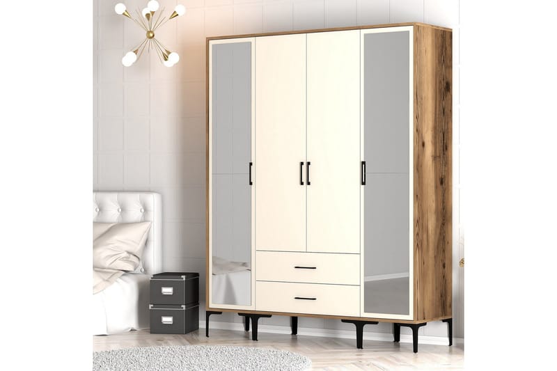 Kumsal Garderob med Spegel - Cream - Förvaring - Klädförvaring - Garderob & garderobssystem