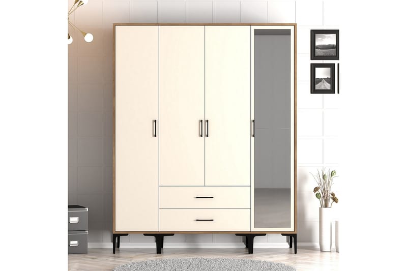 Kumsal Garderob med Spegel - Cream - Förvaring - Klädförvaring - Garderob & garderobssystem