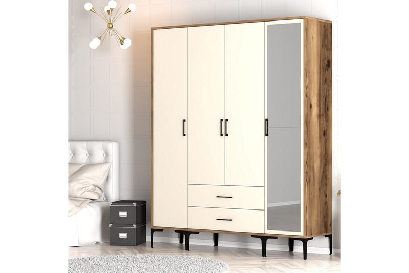 Kumsal Garderob med Spegel - Cream - Förvaring - Klädförvaring - Garderob & garderobssystem