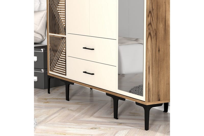 Kumsal Garderob med Spegel - Cream - Förvaring - Klädförvaring - Garderob & garderobssystem