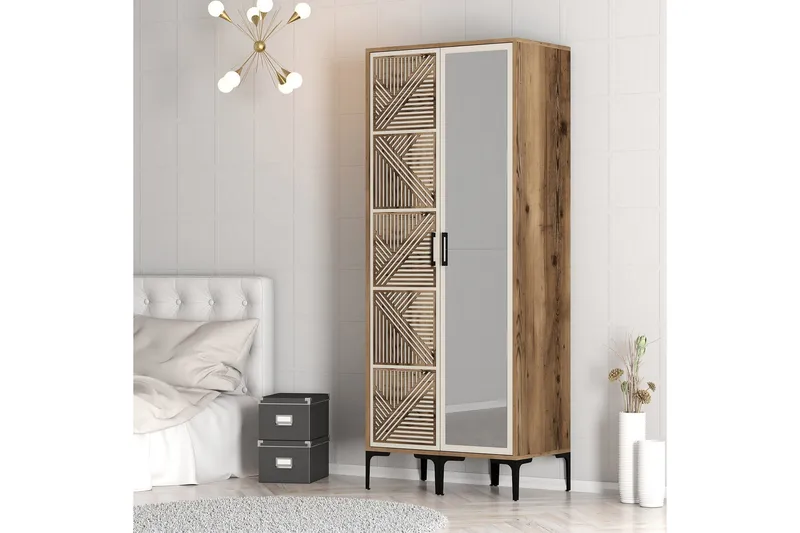 Kumsal Garderob med Spegel - Cream - Förvaring - Klädförvaring - Garderob & garderobssystem