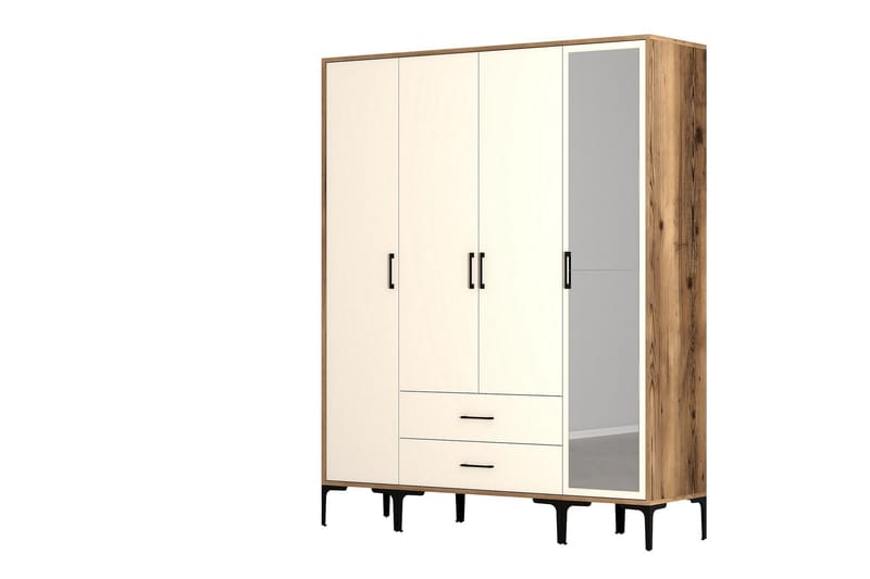 Kumsal Garderob med Spegel - Cream - Förvaring - Klädförvaring - Garderob & garderobssystem