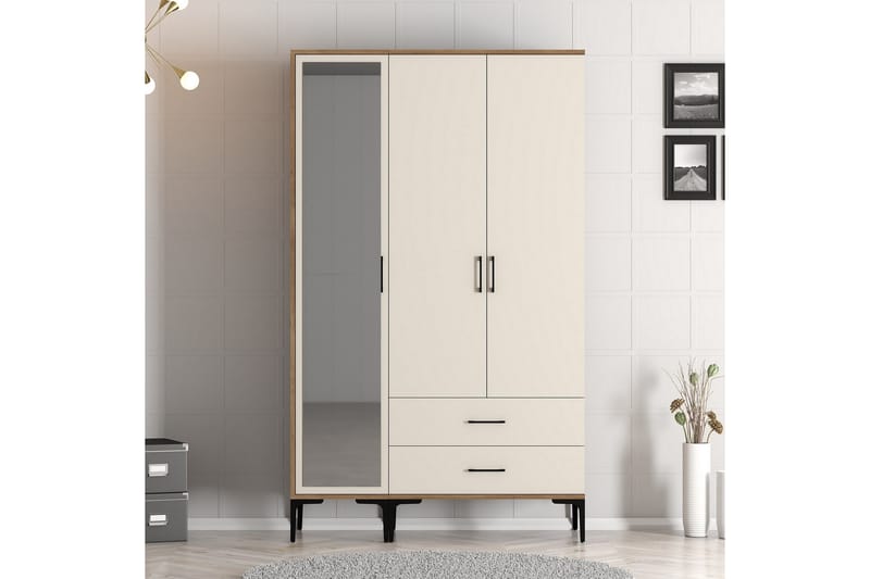 Kumsal Garderob med Spegel - Cream - Förvaring - Klädförvaring - Garderob & garderobssystem