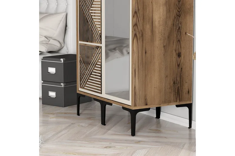 Kumsal Garderob med Spegel - Cream - Förvaring - Klädförvaring - Garderob & garderobssystem