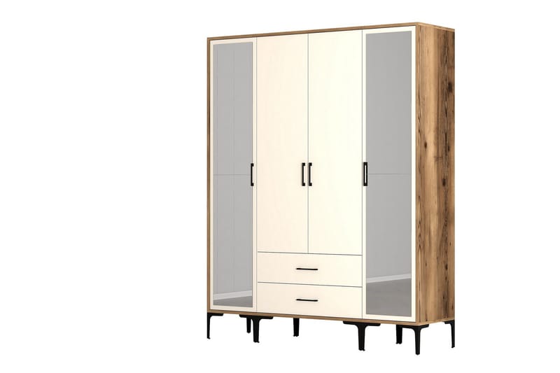 Kumsal Garderob med Spegel - Cream - Förvaring - Klädförvaring - Garderob & garderobssystem