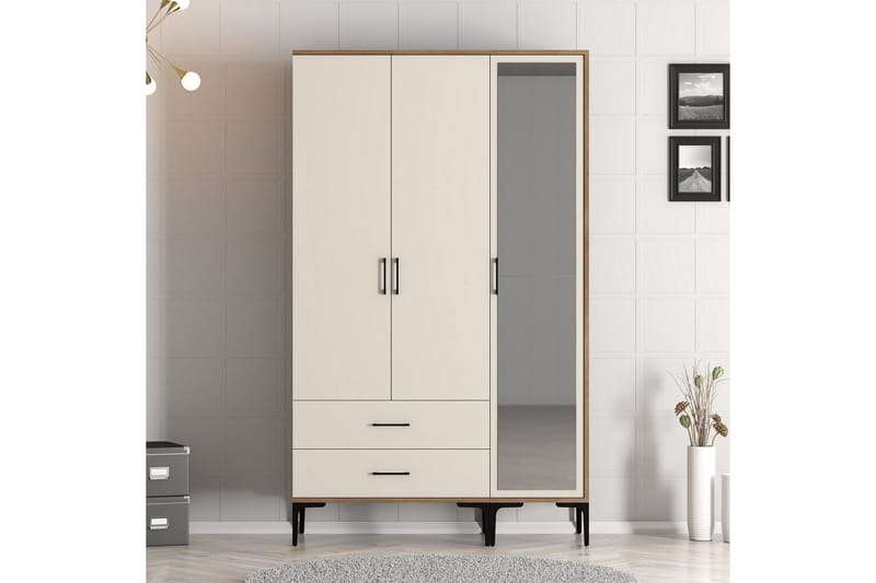 Kumsal Garderob med Spegel - Cream - Förvaring - Klädförvaring - Garderob & garderobssystem