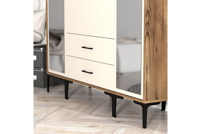 Kumsal Garderob med Spegel - Cream - Förvaring - Klädförvaring - Garderob & garderobssystem