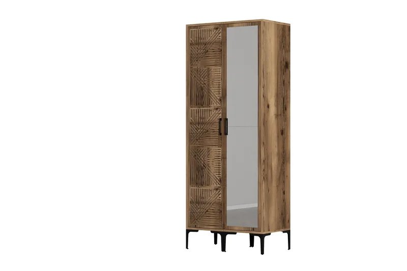 Kumsal Garderob med Spegel - Valnöt - Förvaring - Klädförvaring - Garderob & garderobssystem