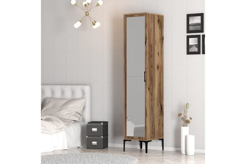 Kumsal Garderob med Spegel - Valnöt - Förvaring - Klädförvaring - Garderob & garderobssystem