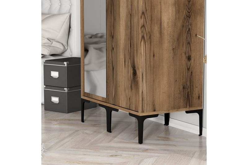 Kumsal Garderob med Spegel - Valnöt - Förvaring - Klädförvaring - Garderob & garderobssystem