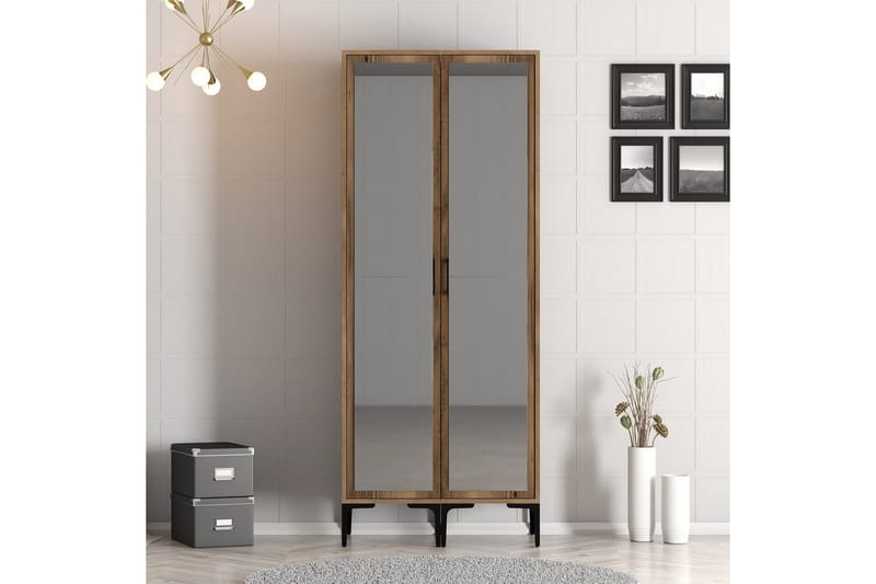 Kumsal Garderob med Spegel - Valnöt - Förvaring - Klädförvaring - Garderob & garderobssystem