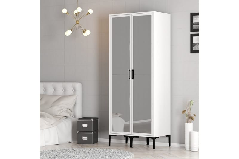 Kumsal Garderob med Spegel - Vit - Förvaring - Klädförvaring - Garderob & garderobssystem