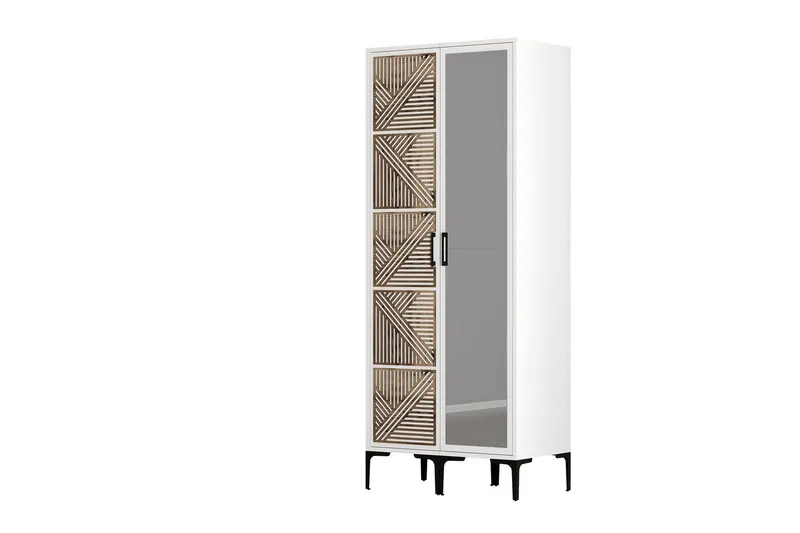 Kumsal Garderob med Spegel - Vit - Förvaring - Klädförvaring - Garderob & garderobssystem